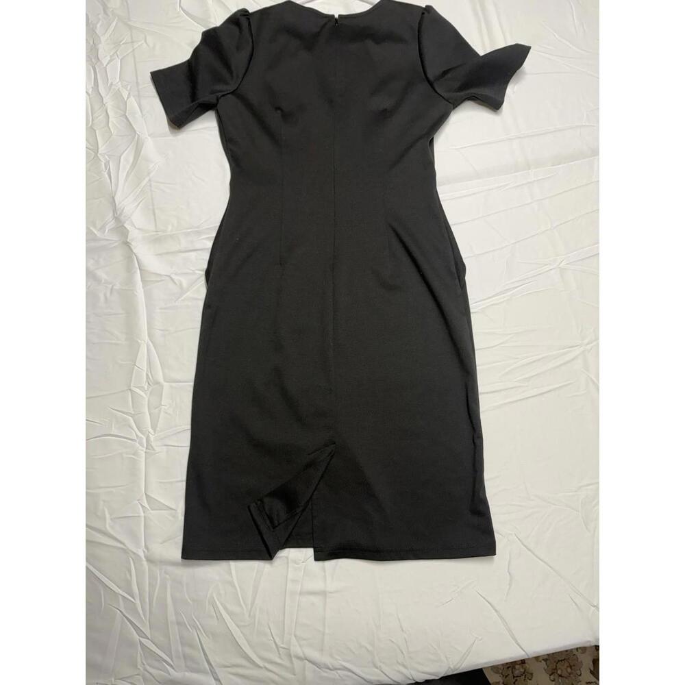Power Glam Black Edgy Front & Back Zipper Sassy Work to Date Dress Metro Vibe - Picture 11 of 11
